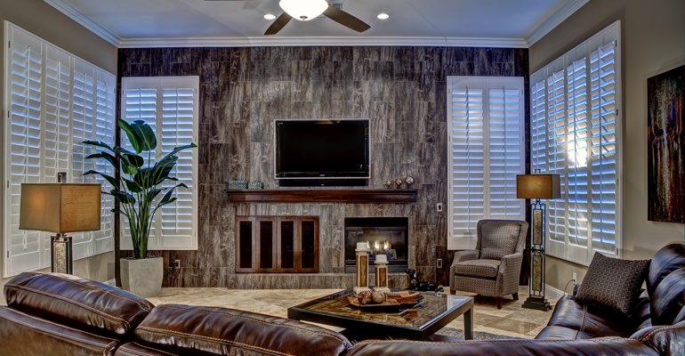 Phoenix living room with shutters