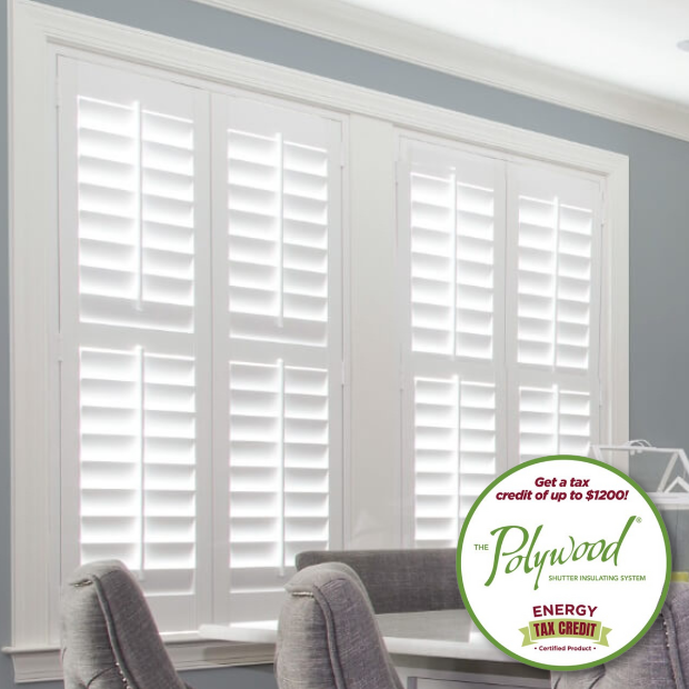 Modern Polywood shutters within a big kitchen