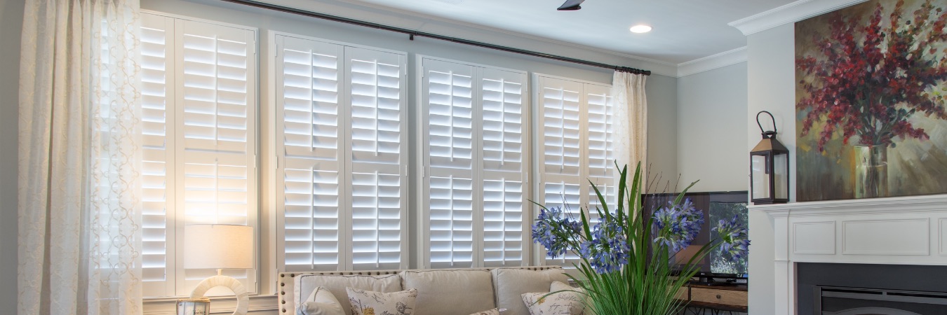 Polywood plantation shutters in Phoenix living room