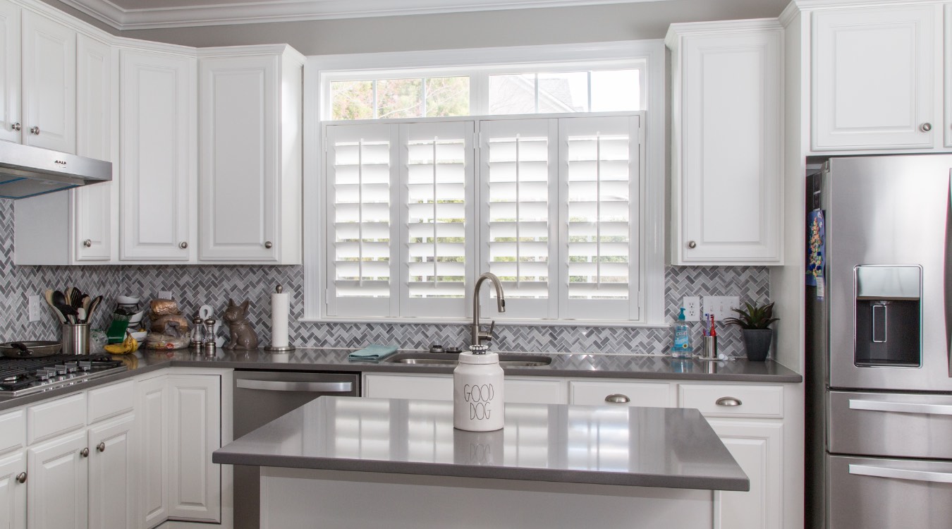 Plantation shutters in kitchen