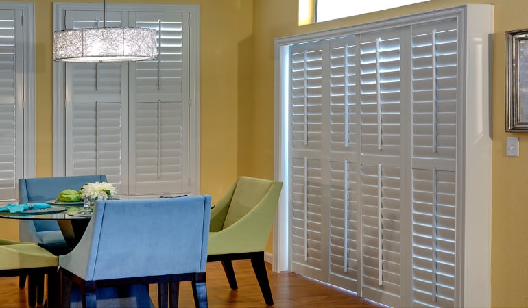 Sliding Shutters - Sliding Door Plantation Shutters