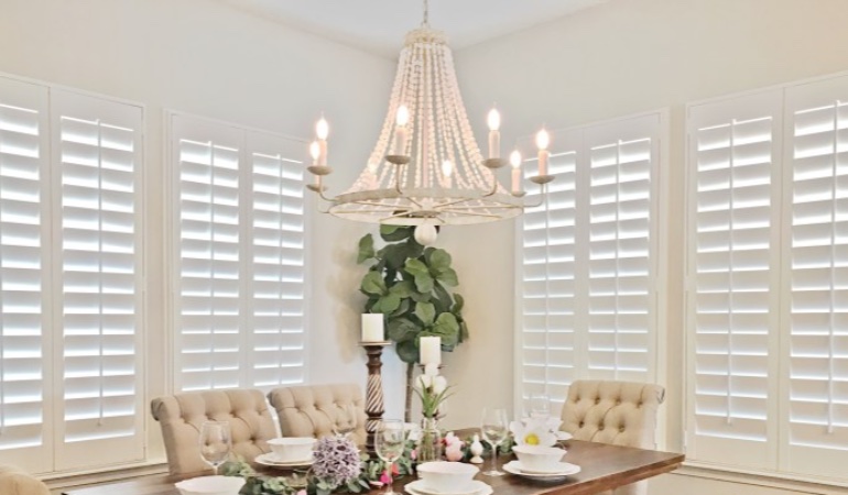 Polywood shutters in a Phoenix dining room.