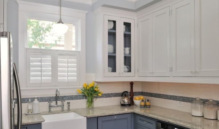 It's easy to clean kitchen messes off of your Polywood® plantation shutters.  Polywood shutters in a Phoenix kitchen.
