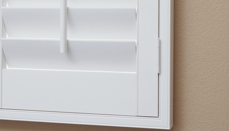 An outside mount sits flush on the outside of the window. Outside Shutter Mount Style