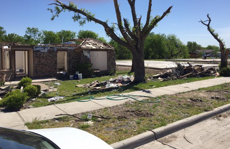 A home in Texas that was hit by a twister A home in Texas that was hit by a twister